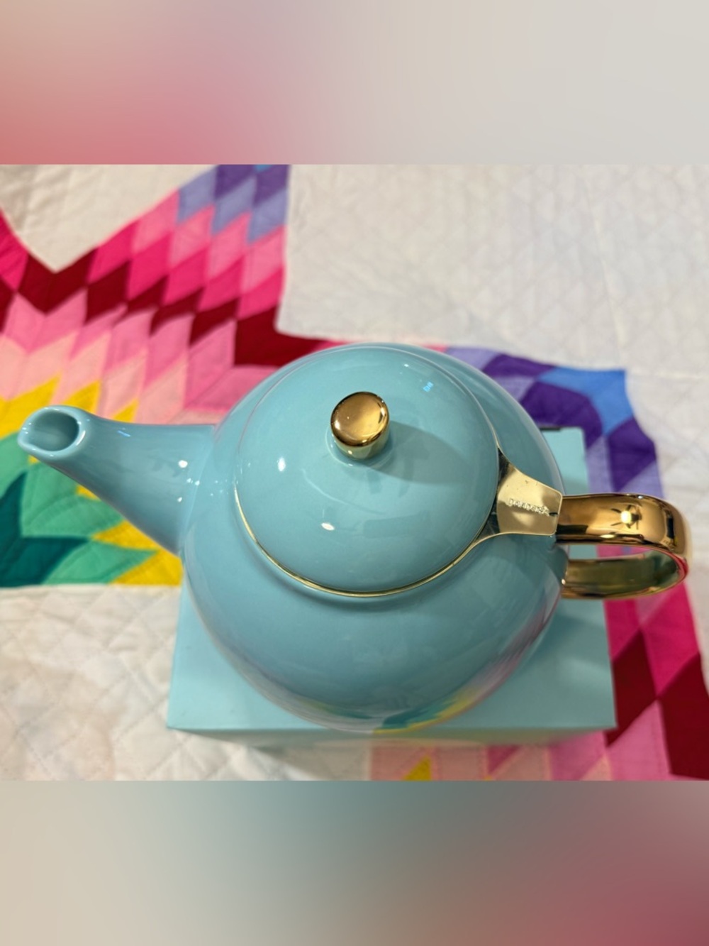 Tiffany Blue DAVIDsTEA Teapot with Gold Accents BRAND NEW IN BOX